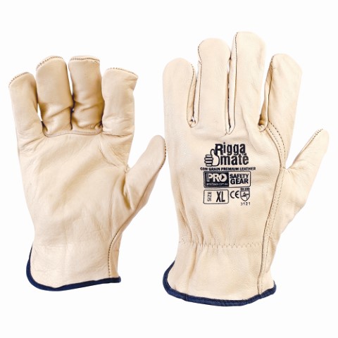 GLOVE BOSS COW GRAIN RIGGER BEIGE. SIZE M - CARDED 